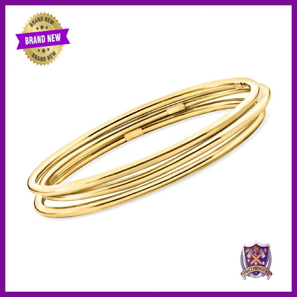22kt Gold Over Sterling Silver Bangle Bracelets Set Of 3